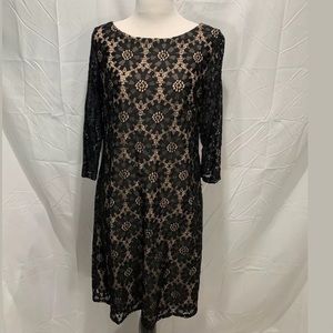 Jessica Howard lace Black and nude cocktail dress